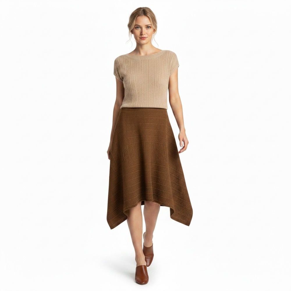 John Paul Richard New Harkerchief Assymetric Spicy Mustard Stretchy Skirt XL